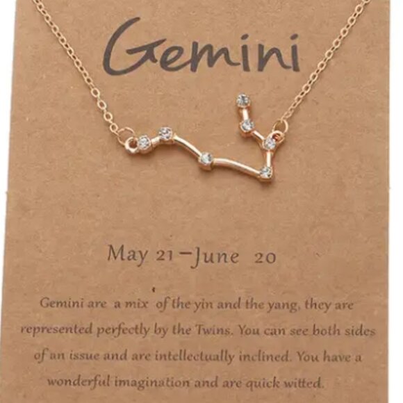 d'Vine Products Jewelry - Gemini Zodiac Pendant Necklace Gold Plated Stainless Steel - Gold
